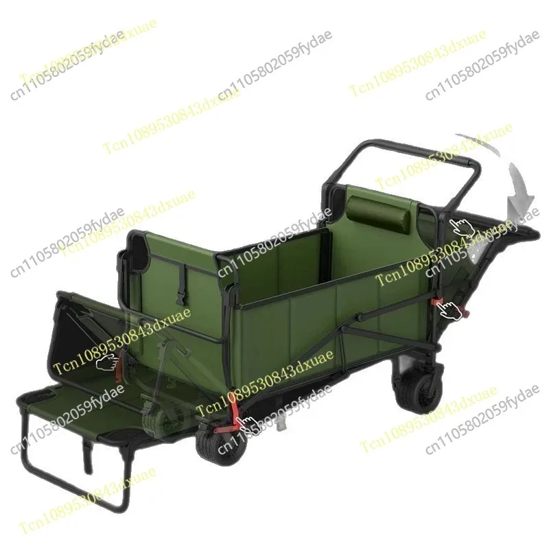 Foldable Metal Hand - Pulled Wagon - Multifunctional Outdoor Cart for Garden, Picnic & Camping