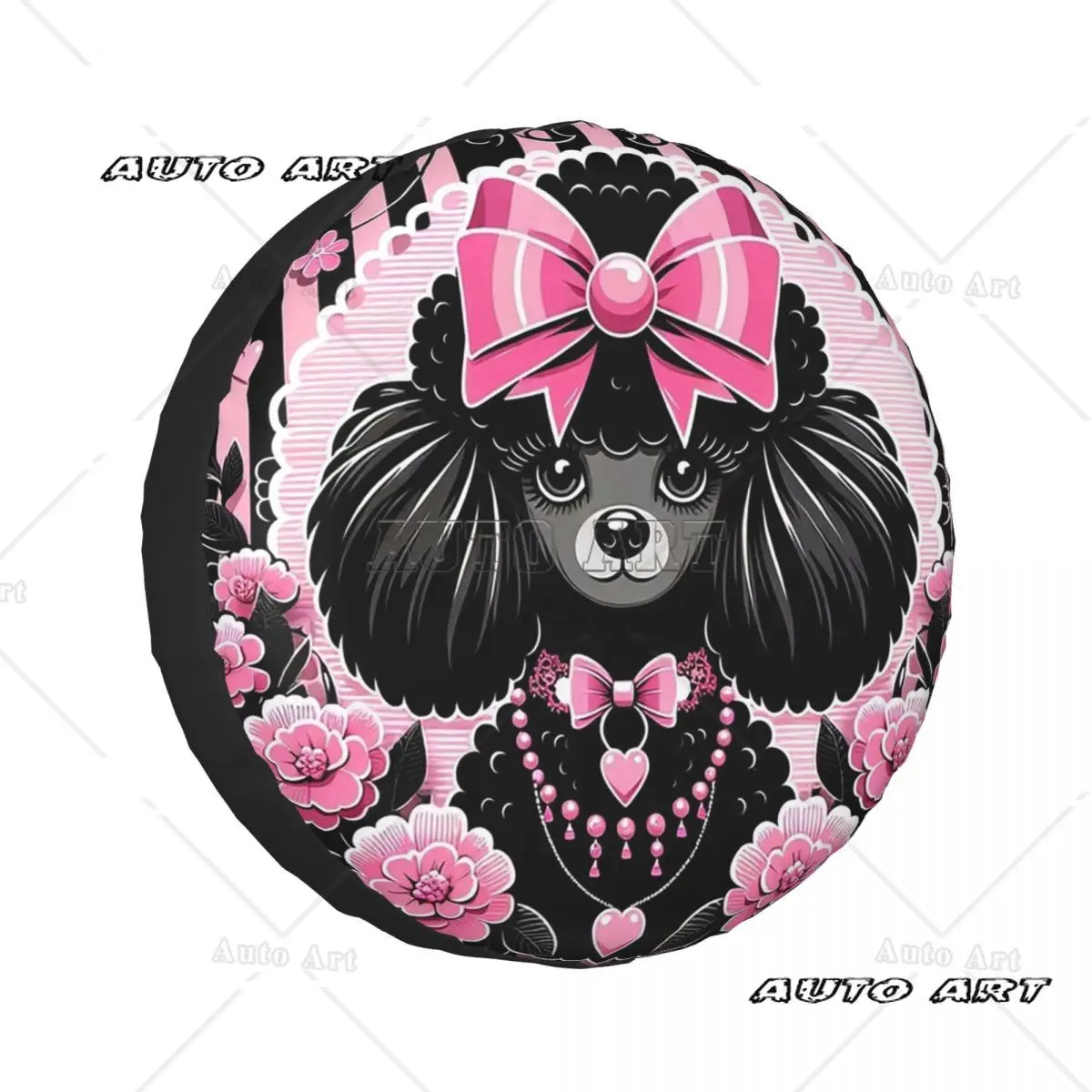 

Custom Black Poodle Cuteness Overload Spare Tire Cover for Car Wheel Protector Covers 14" 15" 16" 17" Inch