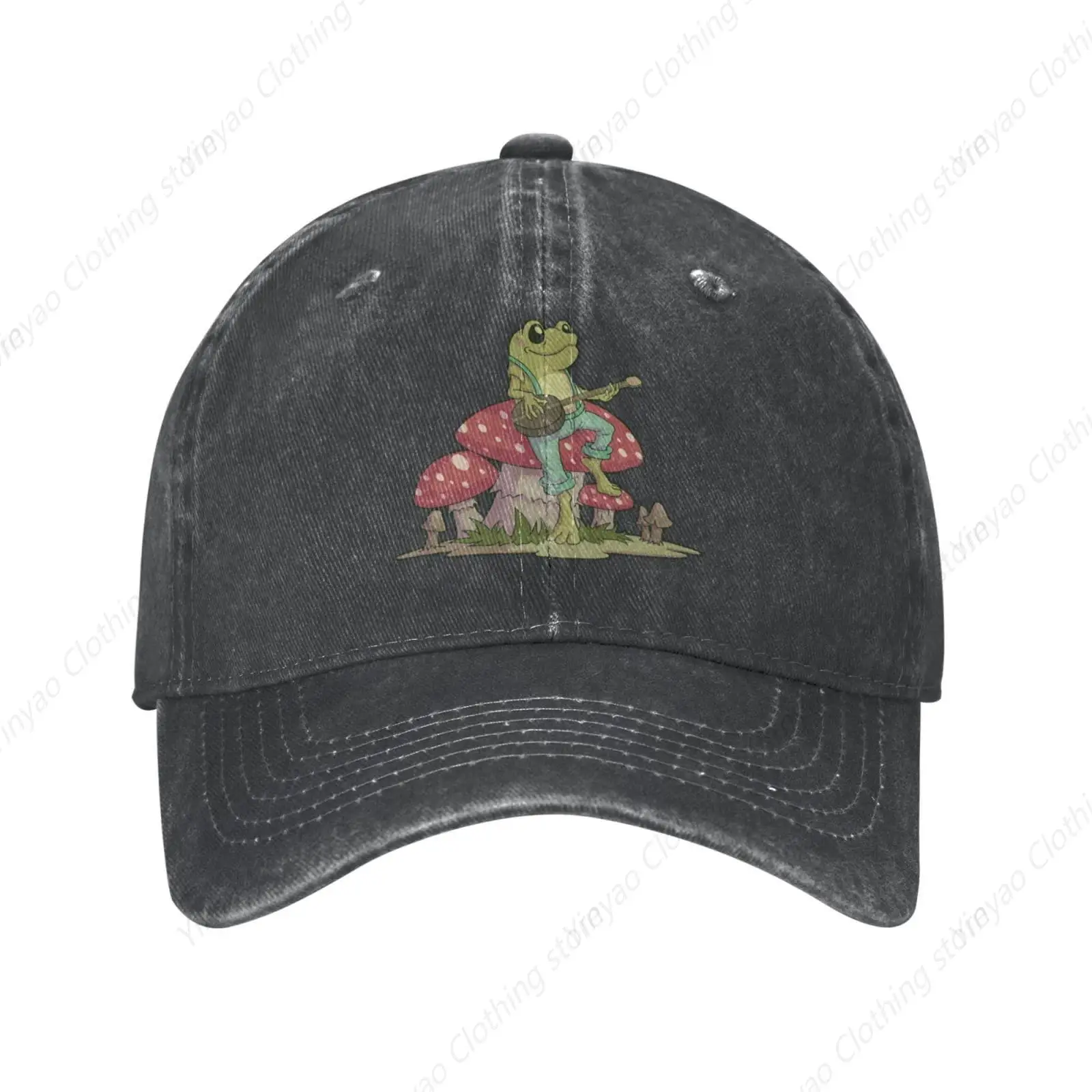 

Frog Playing Banjo On Mushroom Retro Cowboy Hat Baseball Hat Ladies Sun Hat Men Dad Hat Truck Hat