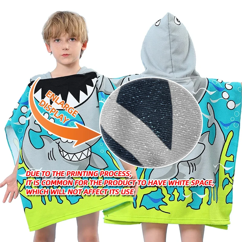 Toalla de playa con capucha de animales de dibujos animados para niños pequeños, Poncho de piscina de microfibra suave, 1 ud.