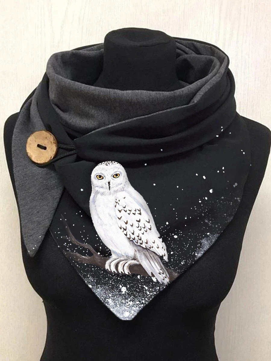 Owl on Tree 3D Print Warm Fleece Casual Scarf And Shawl for Women