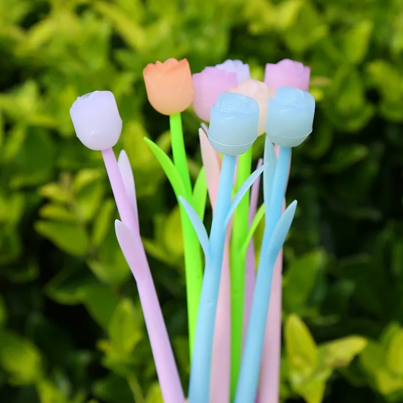 

20Pcs/Lot Cute Rose Flower Color Change Gel Pen Silicone Neutral Pen Student Supplies 0.5mm Black Ink School Office Stationery