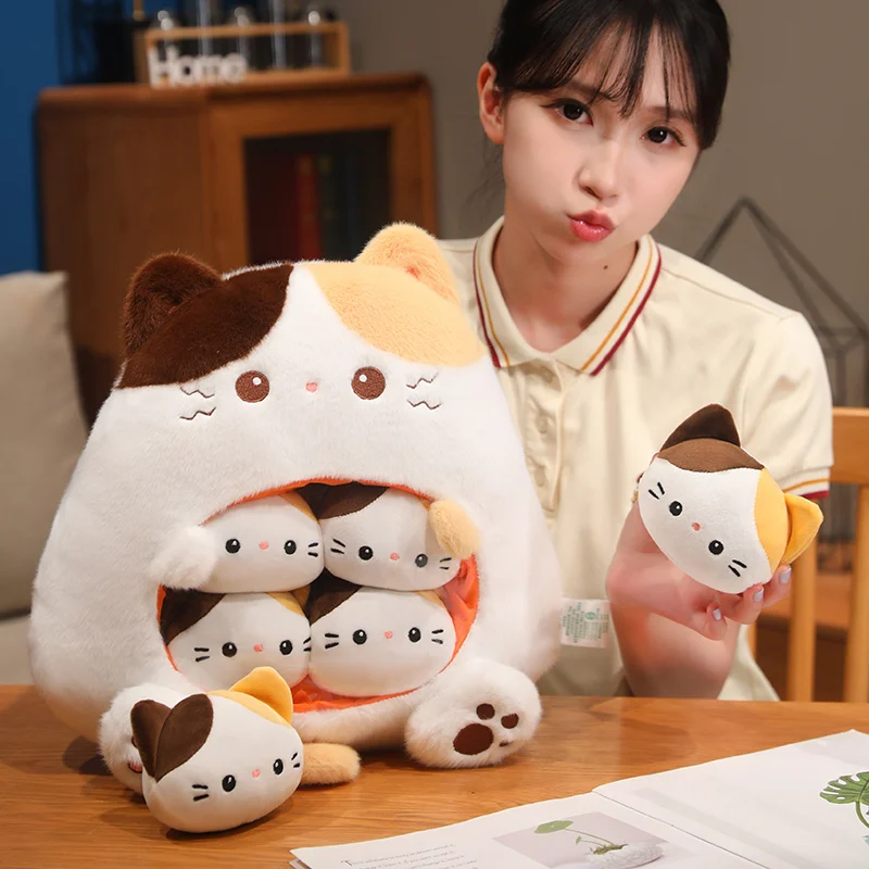 35CM Cat Snack Bag Shaped Plush Toy Soft Stuffed Pillow Cute Simulation Food Plush Doll Home Decor Gift for Cat Lovers