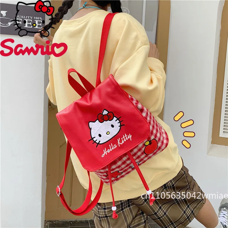Hello Kitty New Women's Drawstring Backpack Fashionable High Quality Women's Backpack Cartoon Versatile Girls' Storage Backpack