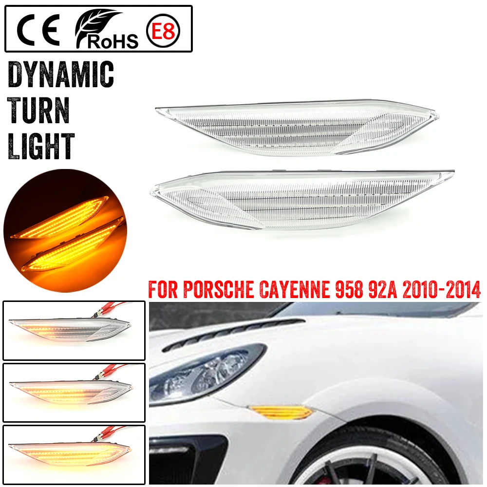 

For Porsche Cayenne 958 92A 2010-2014 95863107200 2x Dynamic LED Side Marker Blinker Repeater Turn Signal Light Indicator Lamps