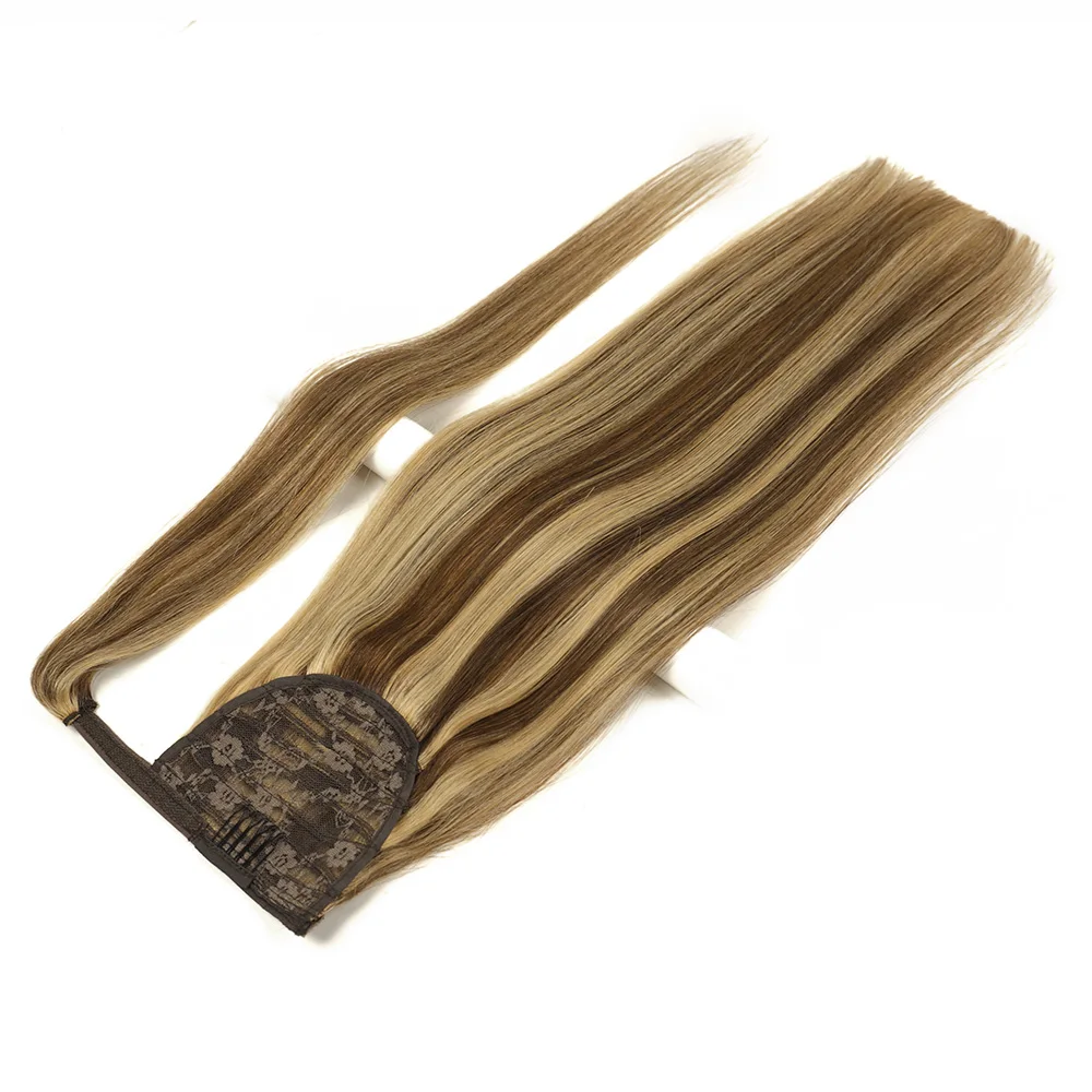 ذيل حصان الشعر البشري 14-22 "تسليط الضوء على ذيل حصان ملحقات الإنسان 100% ريال ريمي الإنسان ذيل حصان وصلات شعر 100 جرام/مجموعة للنساء