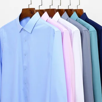 Quality Stretch Men Shirt Bamboo Fiber Long Sleeve Anti-wrinkle Non-ironing Slim Fashion Casual Business Office White Shirt 4 Quality Stretch Men Shirt Bamboo Fiber Long Sleeve Anti-wrinkle Non-ironing Slim Fashion Casual Business Office White Shirt 4