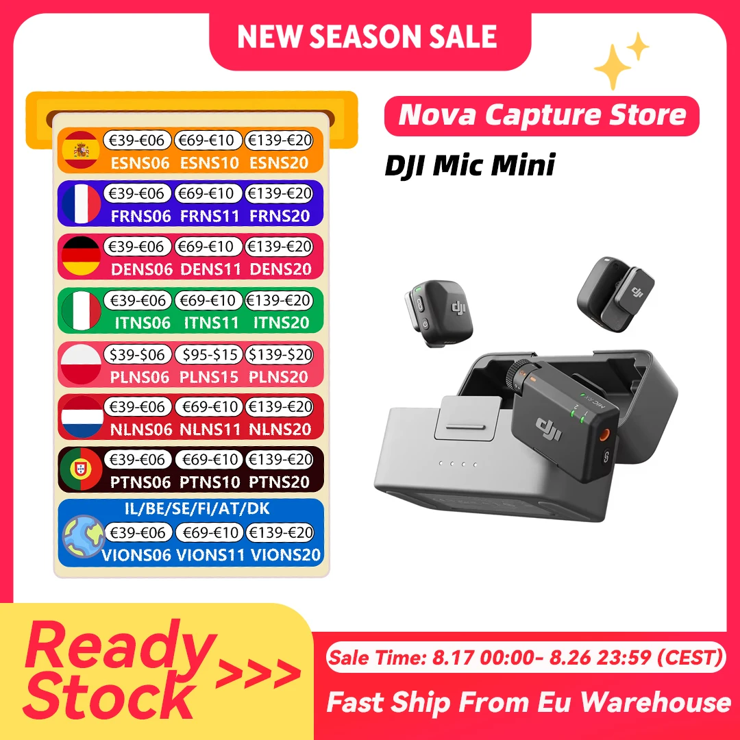 Micrófono Inalámbrico DJI Mic Mini con Cancelación Inteligente de Ruido, Micrófono de Audio de Alta Calidad — oferta en AliExpress