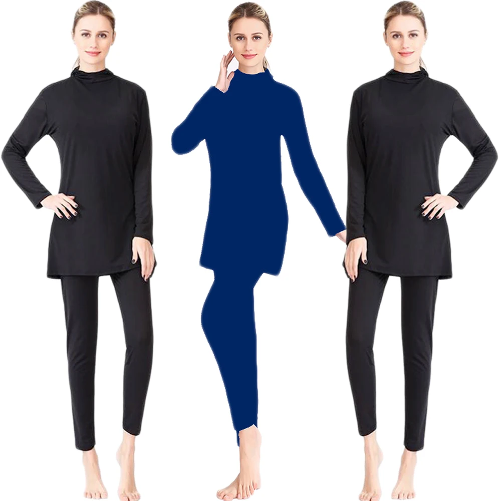 2pcs Burkini Muslim Swimwear Women Long Sleeve Modest Swimsuit Set Full Cover Beachwear Surfing Swimming Suits Islamic Costumes