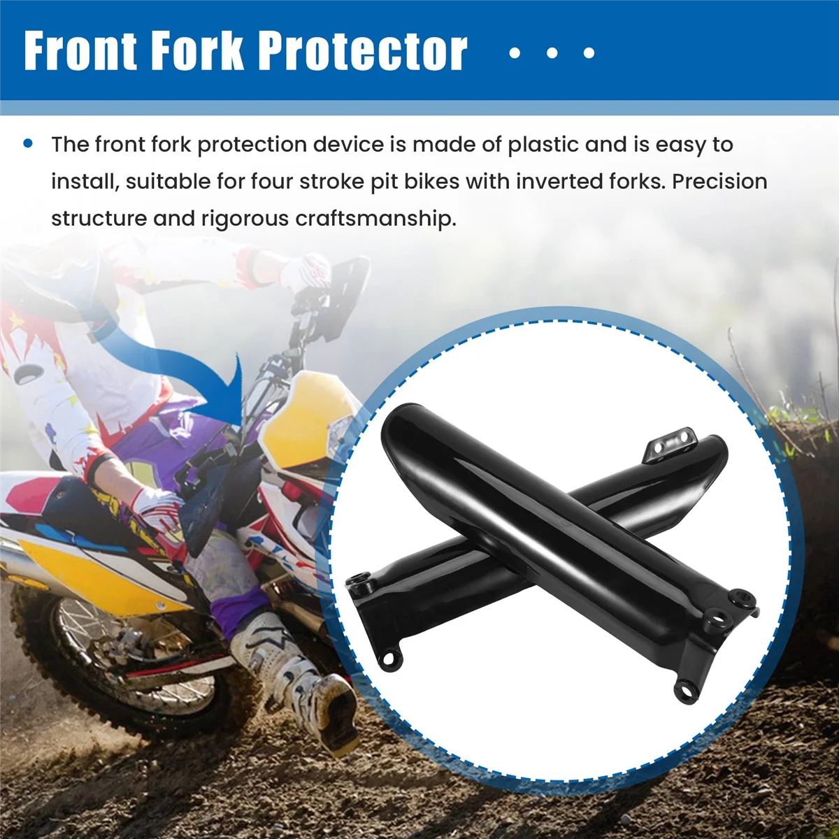 Motocicleta Frente Fork Absorber Protector, Dirt Bike Covers, protetores de plástico para 110CC, 125CC, 140CC, 150C, 160CC, Pit Bike, 1 par