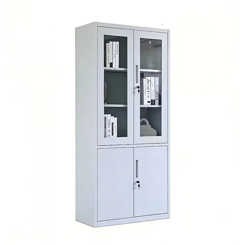 Heavy Duty Steel Double Door Filing Cabinet, Metal Filing Cabinet with Lock, Adjustable File Rack, Factory Direct Sales