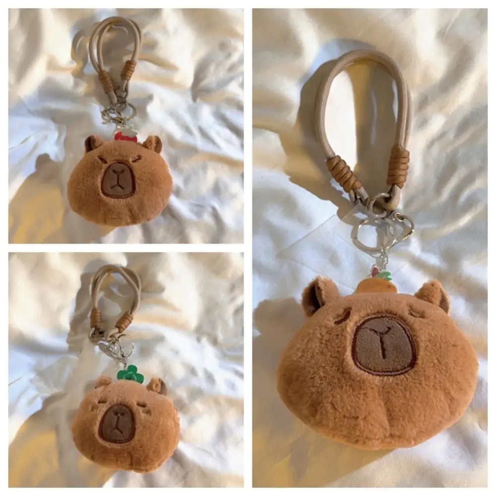 Zipper Plush Capybara Zero Wallet Strawberry Tangerine Anime Small Purse Doll Korean Style Kids Portable Pouch Gifts