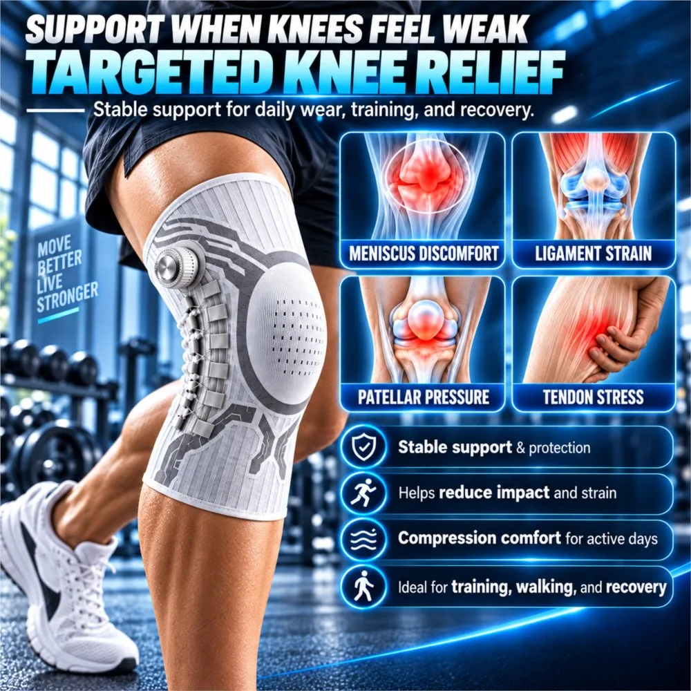 Adjustable Smart Knob Knee Brace Lateral Stabilizer Compression Support Joint Pain Relief Recovery with Patella Gel Pad Home Gym