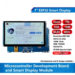 ESP32-S3หน้าจอ TFT ขนาด7นิ้วสำหรับ AR-Duino HMI แรม8ม. ps16ม. แฟลช lvgl WiFi และบลูทูธ800*480หน้าจอสัมผัสอัจฉริยะโมดูล LCD RGB