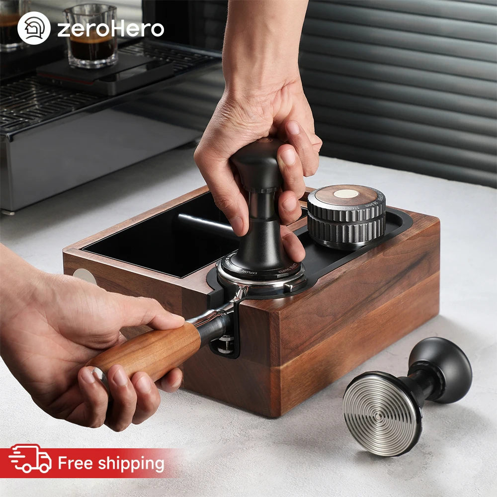 zeroHero All Black Tamper 58.5mm Triple Spring Auto Reset Click for Commercial Cafe Espresso Machine Brewing Tool Kit Accessorie