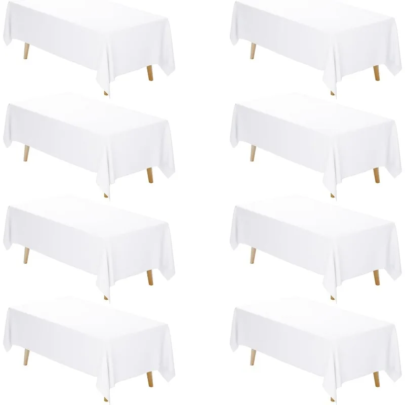 

8 Pack Tablecloths for Rectangle Table, 60 x 102 Inch Polyester Fabric Tablecloths Rectangular, Wrinkle Resistant Washable
