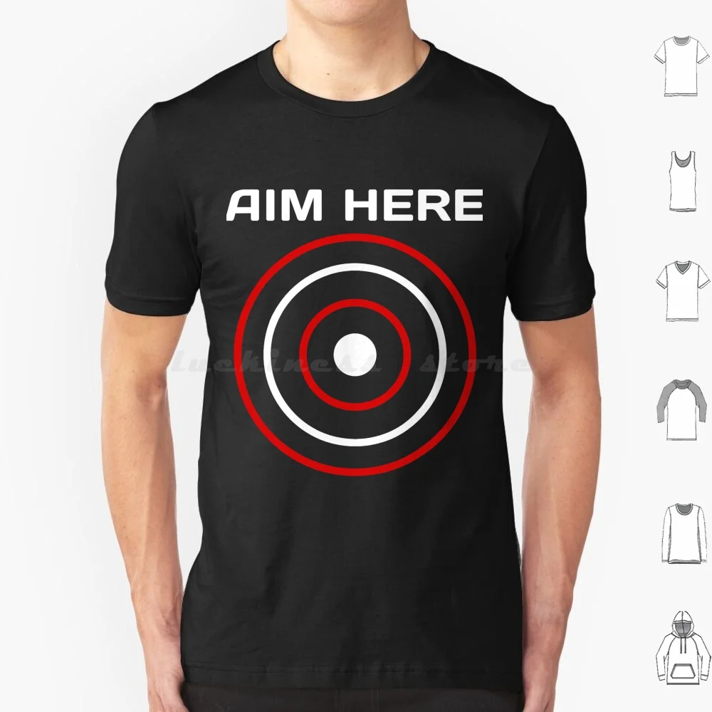 Aim Here Darts Players Bullseye Target Shooting Club T Shirt 6Xl Cotton Cool Tee Target Arrow Shooting Club Bow And Arrow