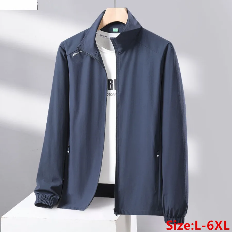 

Summer New Men's Sun Protection Clothes Ice Silk Breathable Stand Collar Thin Jackets Male Outdoor Casual Sports Sunscreen Coats