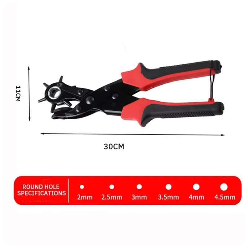 Perforateur de ceinture multifonctionnel à 6 trous ronds, pour bagages, produits en plastique, cuir, papier, carte, poinçon, pince