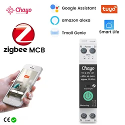 TUYA MCB ZigBee Smart Circuit Breaker Over Current Under Voltage Protection Power Metering 1-63A Wireless Remote Control Switch