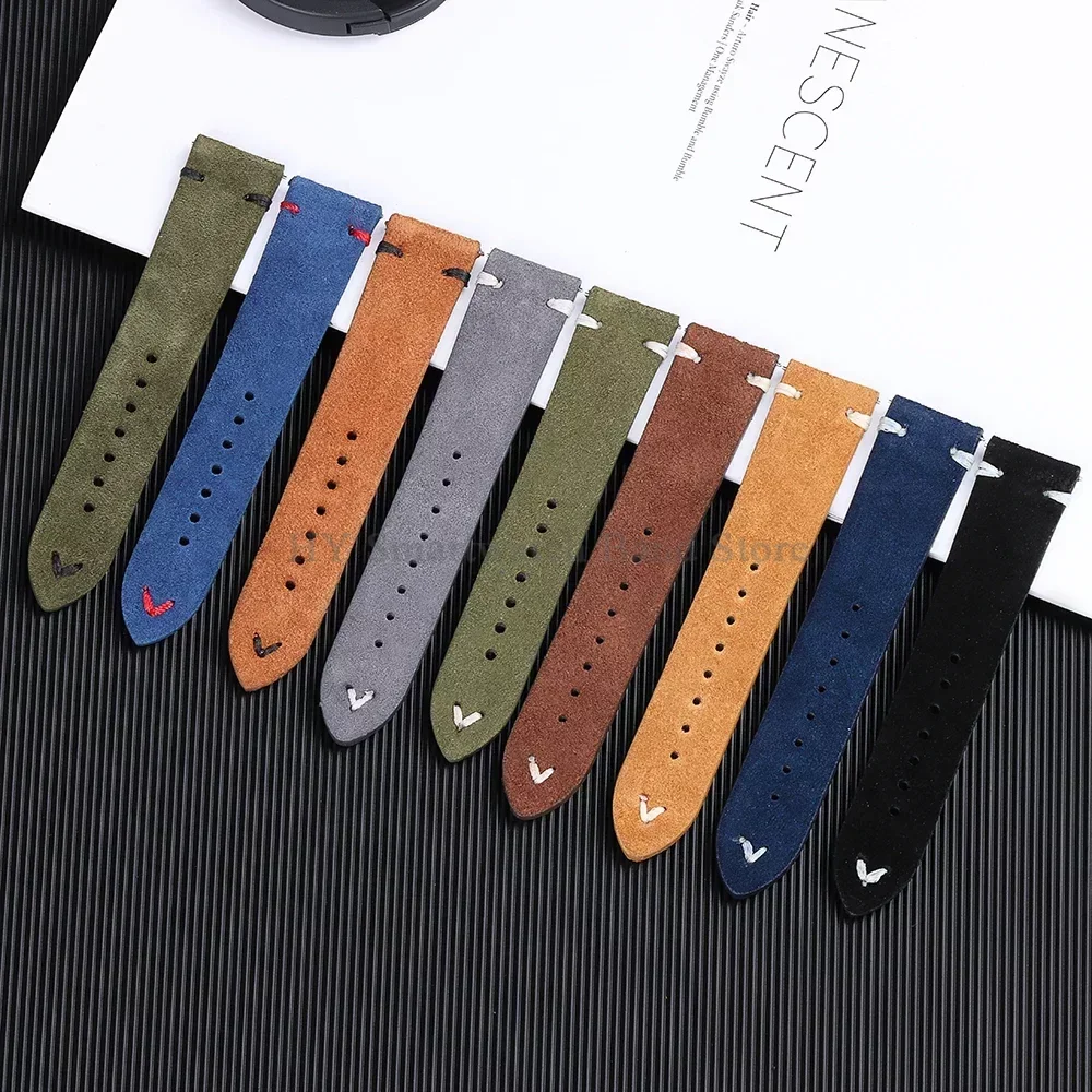 Suede Leather Watch Strap for Seiko 18mm 20mm 22mm Quick Release Bracelet Vintage Soft Straps Men Women Accessories Replacement