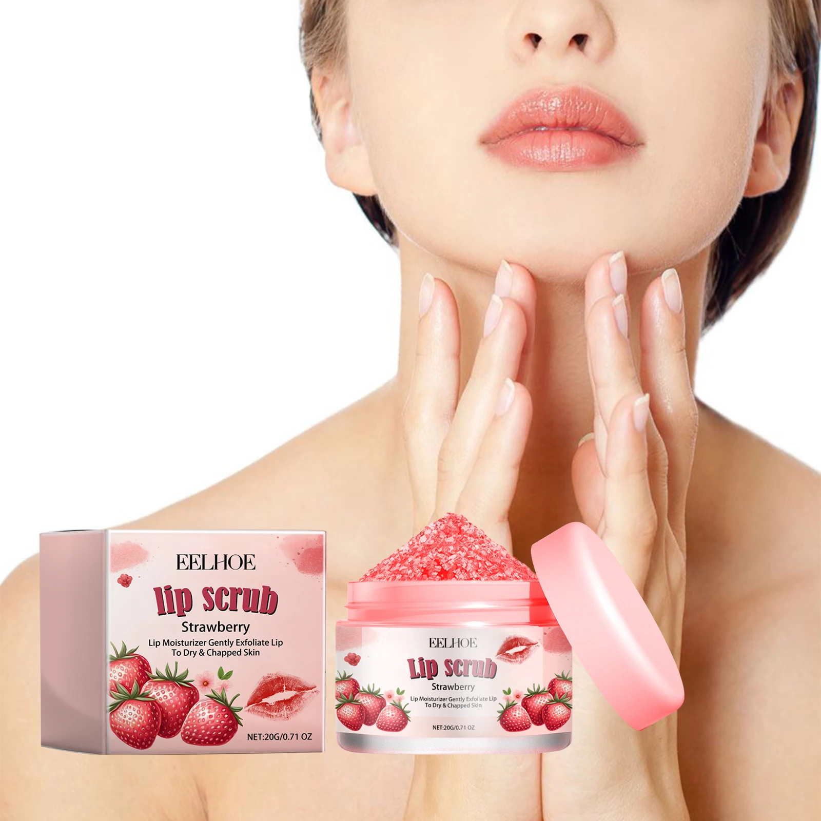 Strawberry Lip Scrub Moisturizing Lips Plumping Lip Hydrating Nourishing Coconut Oil Lip Mask Mouth Skin Care Products