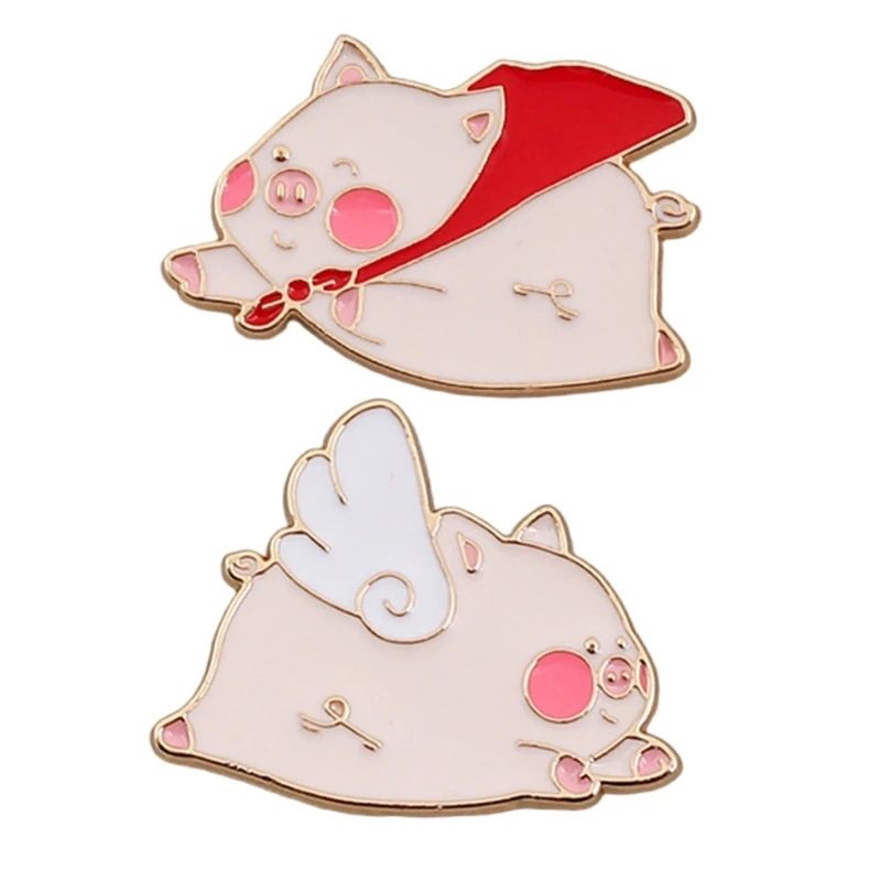 Fashion Charm Brooch Animal Enamel Pin Fashionable Flying Pig Brooch Animal Badges Present for Teens and Children Drop Shipping