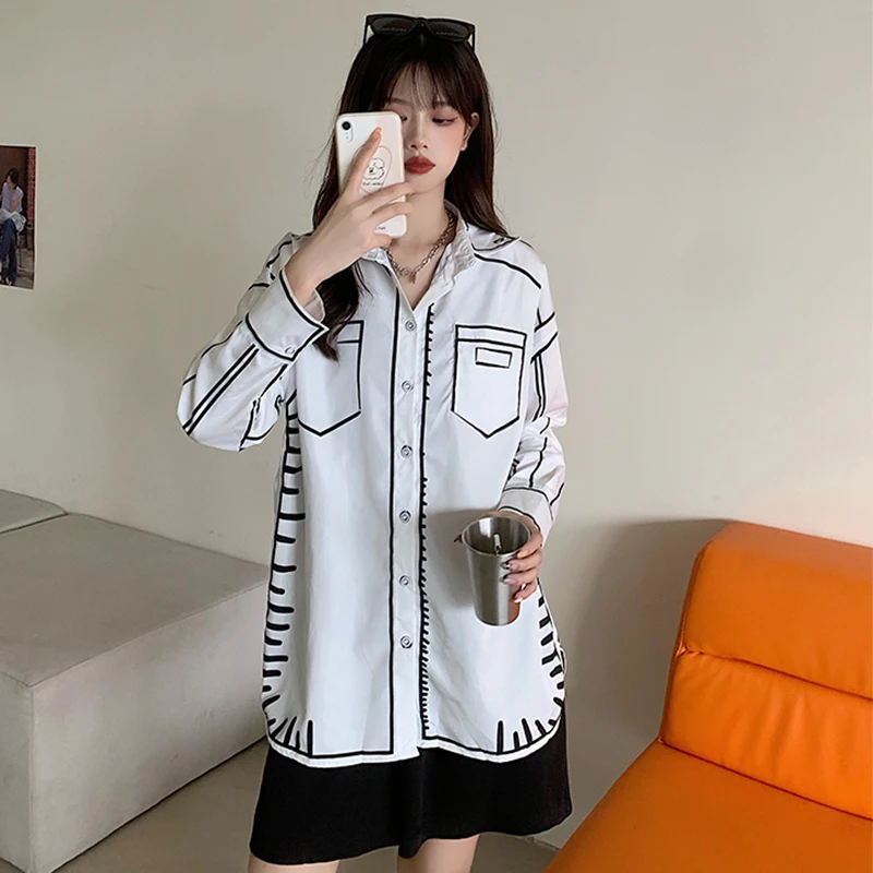 casual loose Women blouses Fashion printing shirts Blouse spring Autumn Long Sleeve blouses Tops Clothes Blusas Mujer