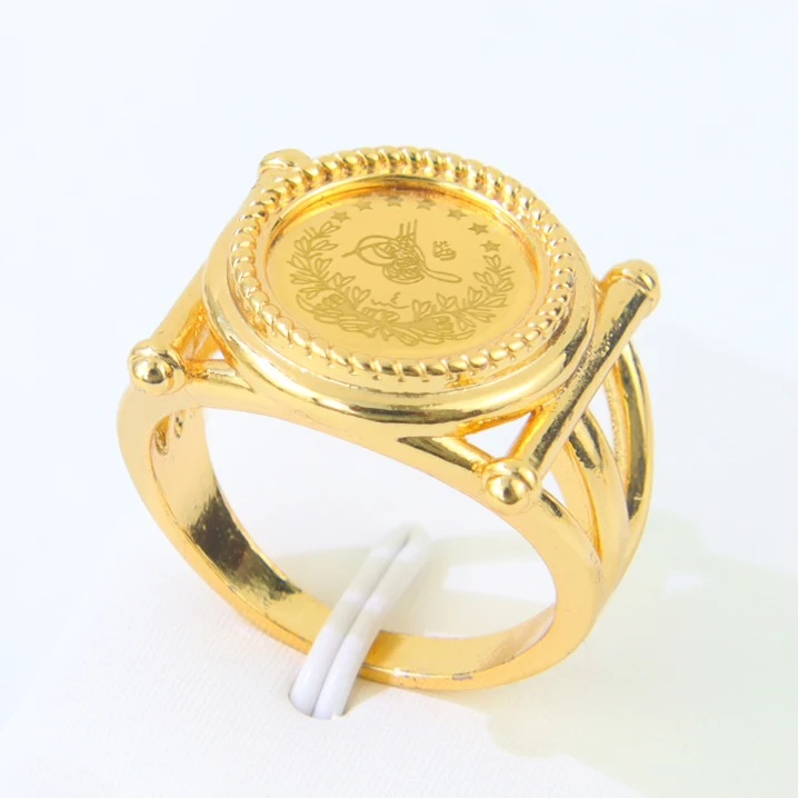 Türkische Goldmünzen Ring 21 Karat vergoldet Dubai Braut Hochzeit Paare Ringe Arabisch Islamische Frauen Ramadan Party Schmuck – Detail 24