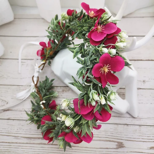 수국 웨딩 플라워 크라운 화환 소녀 머리띠 웨딩 헤어 액세서리 머리 장식 여성 꽃 화환 신부 머리 장식 