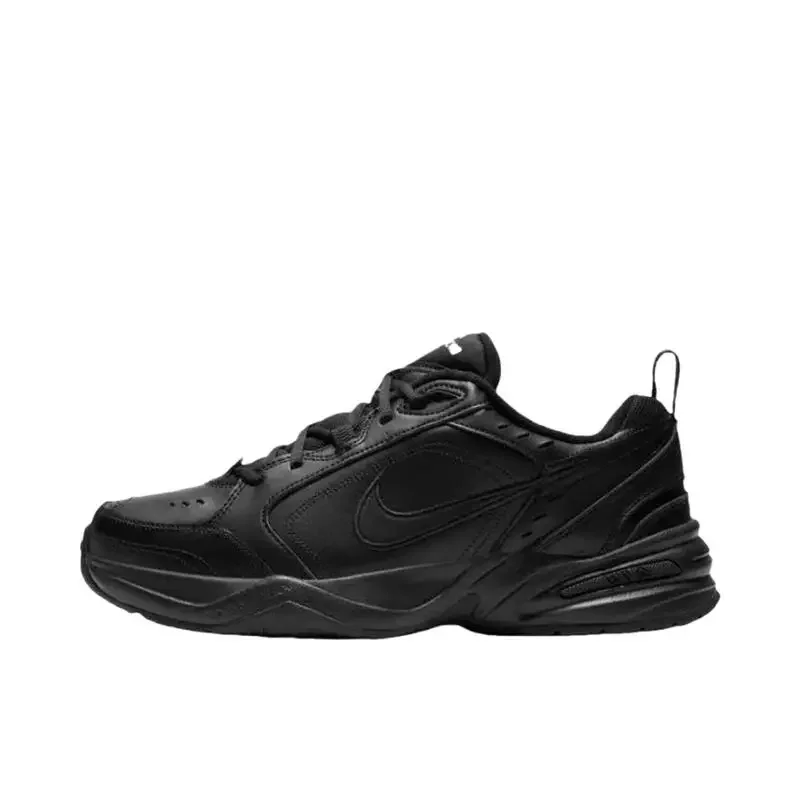 Nike Air Monarch IV Men's And Women's All Black Stylish Comfortable Anti-slip Wear Air Cushion Breathing Sports Shoes Dad Shoes