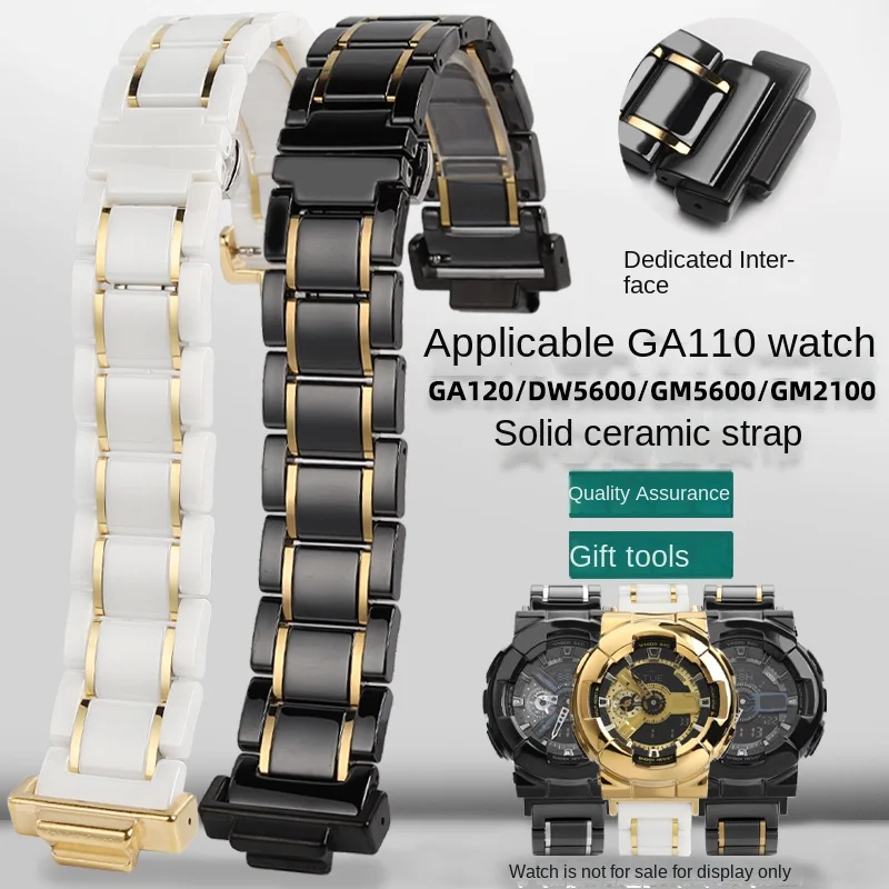 

For CASIO G-SHOCK GM110 GA110 GA110GB 2100 black gold modified ceramic Watch strap Men Watch stainless steel case Watchband