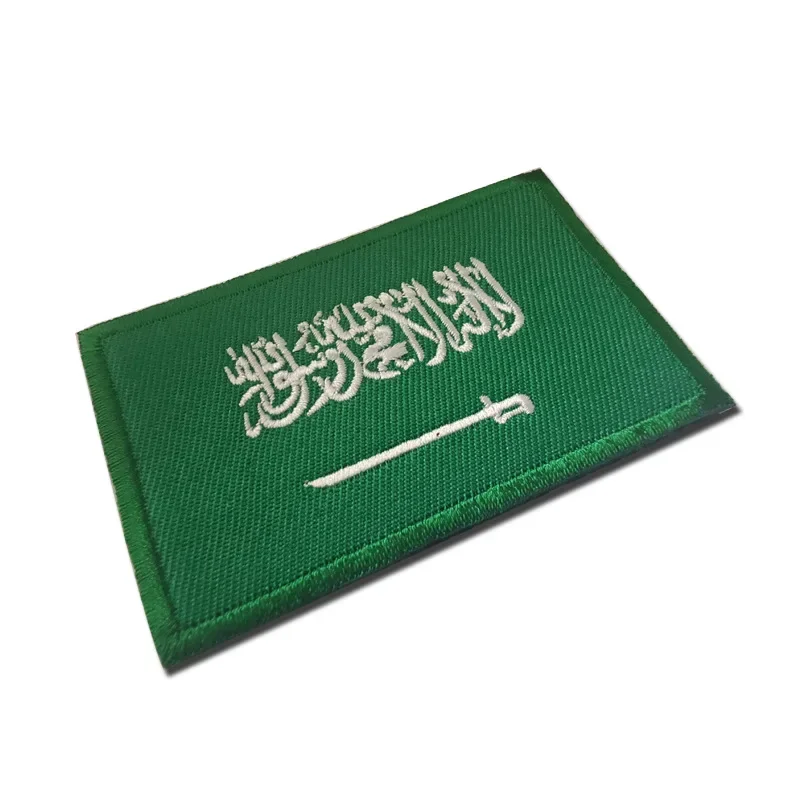 Saudi Arabian Flag Patches Hook and Loop Embroidered Morale Badge Clothing Tactical Backpack Accessories Patch