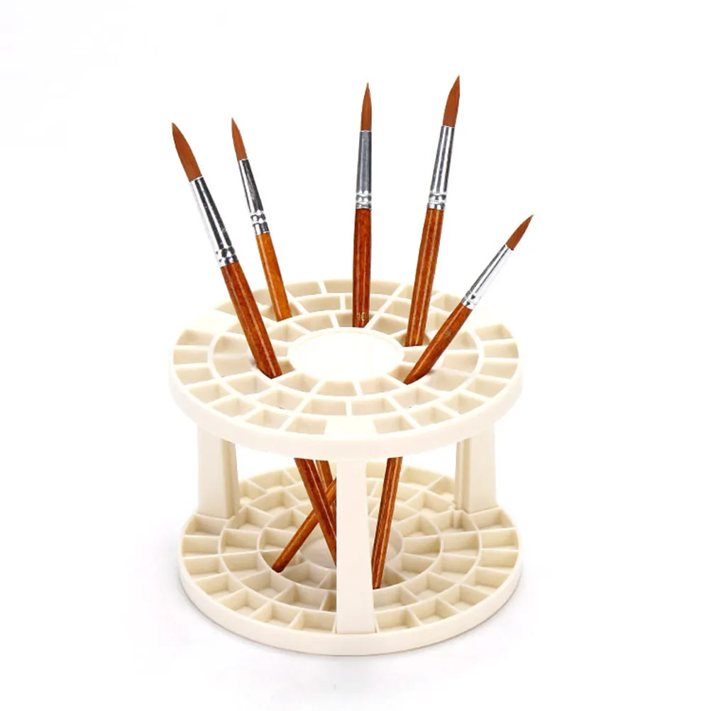 Plastic Multihole Penholder Brush Organizer Creamy White for Artist Painting Makeup Tools Holder Home School Use