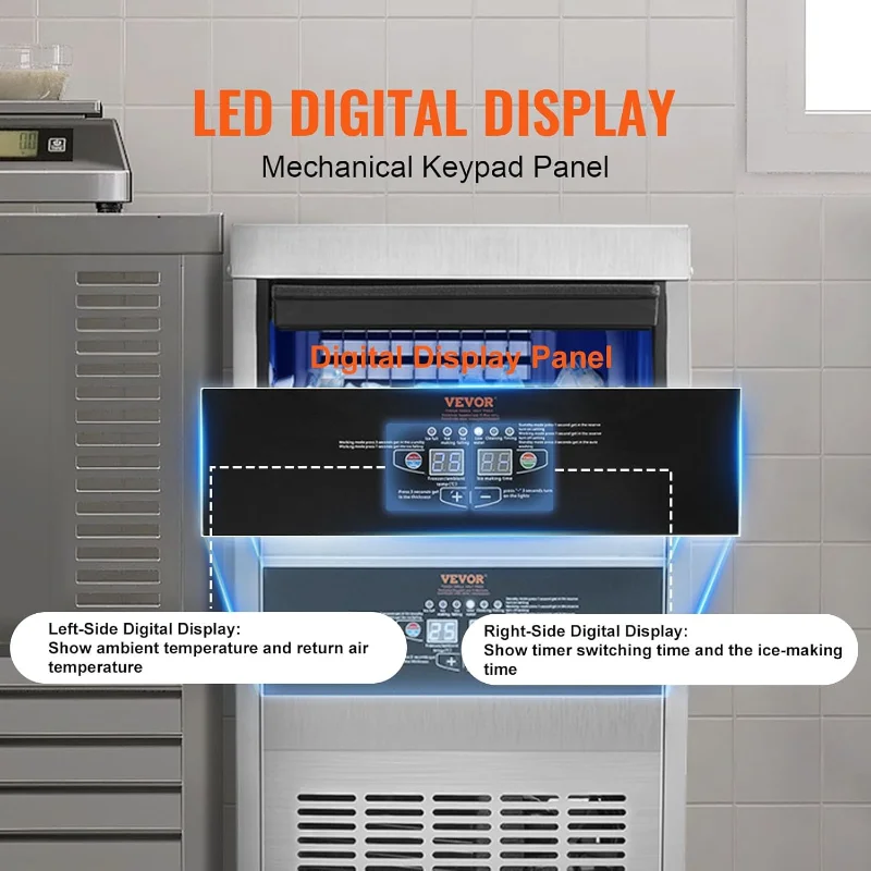 VEVOR Commercial Ice Maker, 80lbs/24H,  Maker Machine, 40 Ice Cubes in 12-15 Minutes, Freestanding Cabinet  Maker