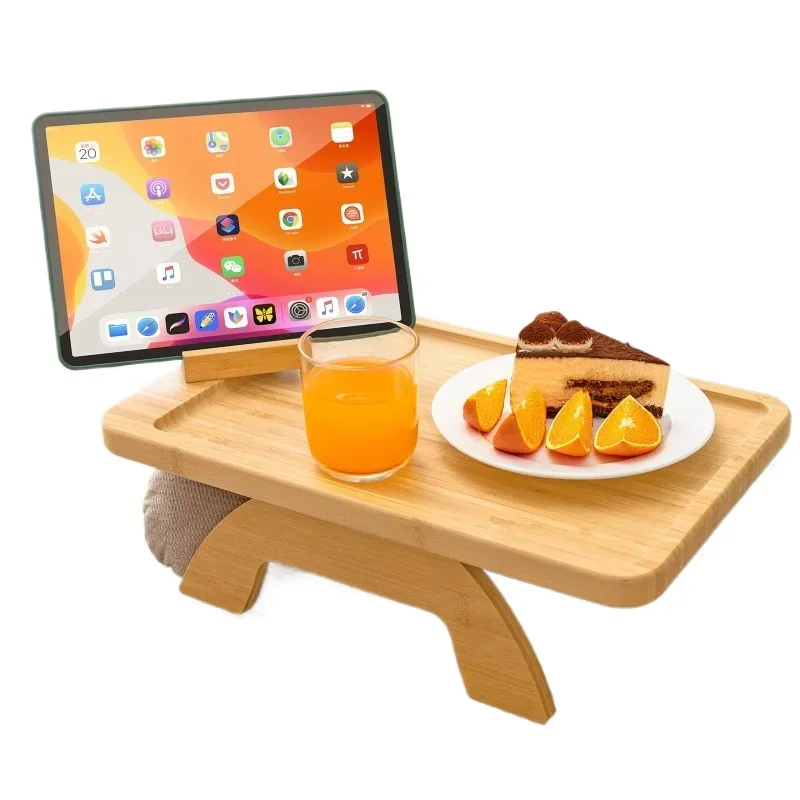Bamboo chair caddie wooden tray single-layer rectangular storage tray living room kitchen rectangular wooden armrest sofa food