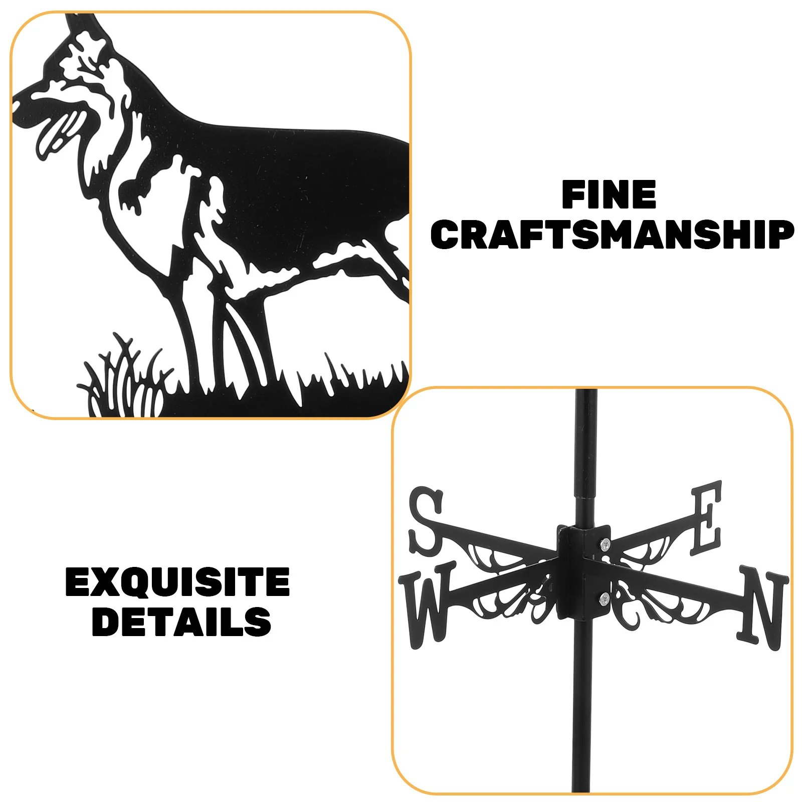 

1Set Iron Weather Vane Metal Craft Wind Direction Indicator for Garden Yard Lawn Pavilion Decorative Weathervane Roof Mount