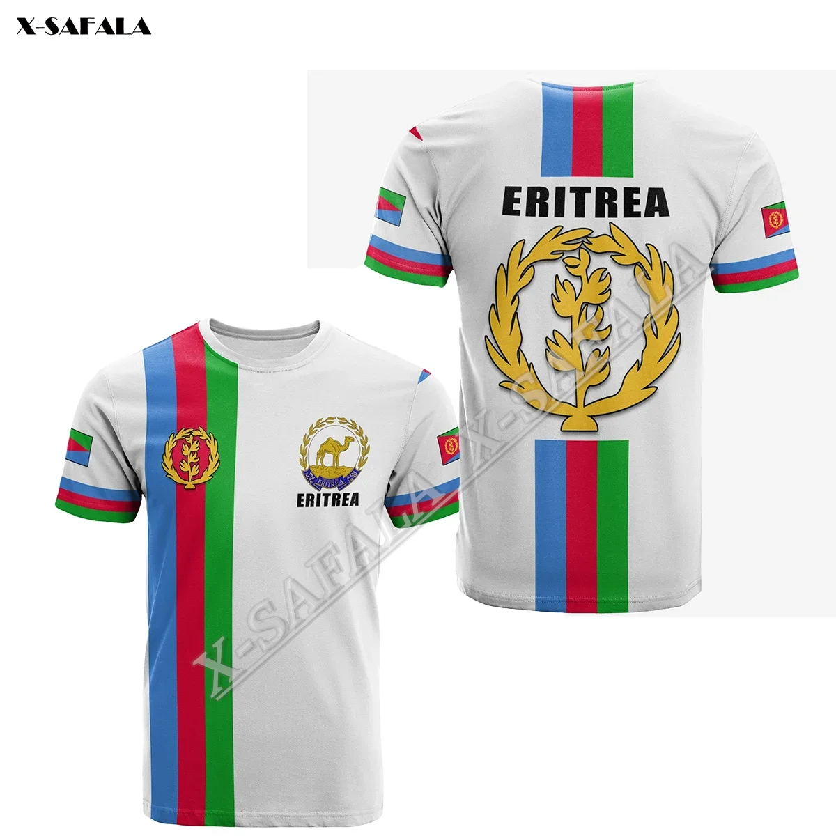 Eritrea Proud Flag Africa 2023 Independence Day 3D Print Men T-Shirt Tops Tees Short Sleeve O Neck Milk Fiber Fashion Breathable