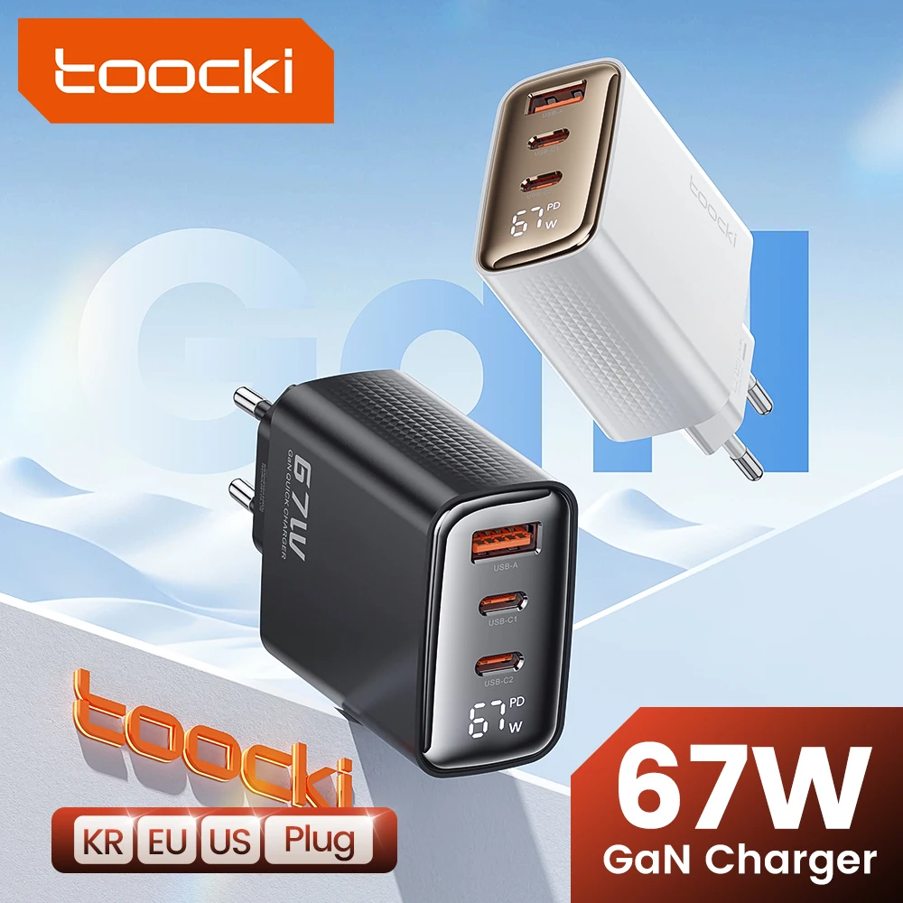 Toocki 67w Charger For Xiaomi iPhone 15 Pro Max Fast Charge Chargers Type C PD Quick Charging Digital Display Cellphones Adapter