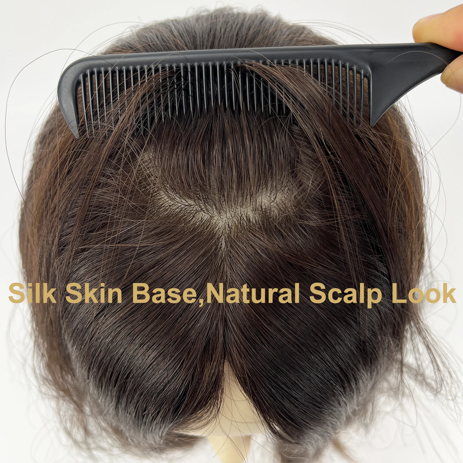 شعر بشري مموج طبيعي شعر مستعار يهودي للنساء قاعدة من الجلد الحريري مع مقاطع في شعر مستعار شعر بشري أوروبي أصلي كوشير #5