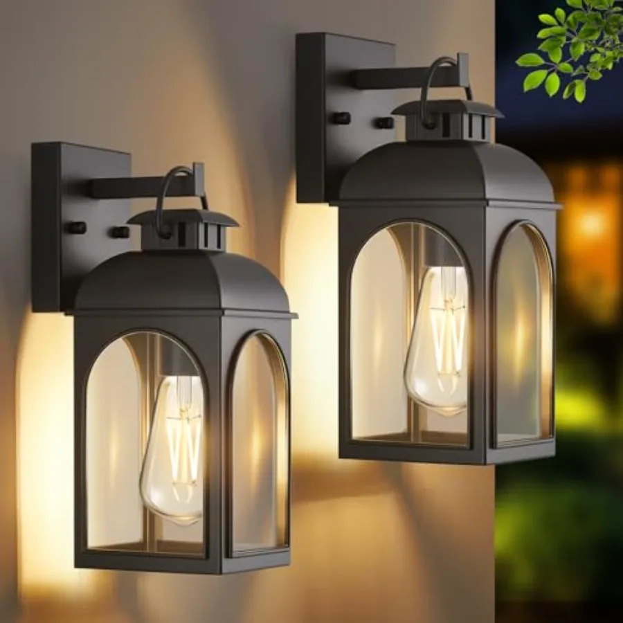 

Outdoor Wall Lights, 2 Pack Outside Porch Lights Modern Wall Mount Exterior Lighting Fixtures Sconces Lanterns Waterproof Anti