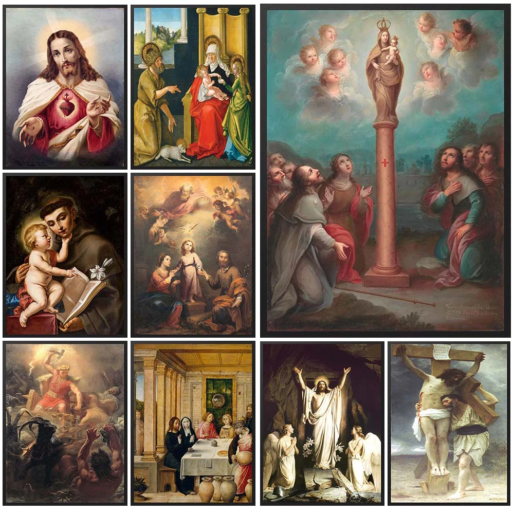 Religion Resurrection Christ Blessed Virgin Mary Wall Pictures For Living Room Nordic Poster Wall Art Canvas Painting Unframed