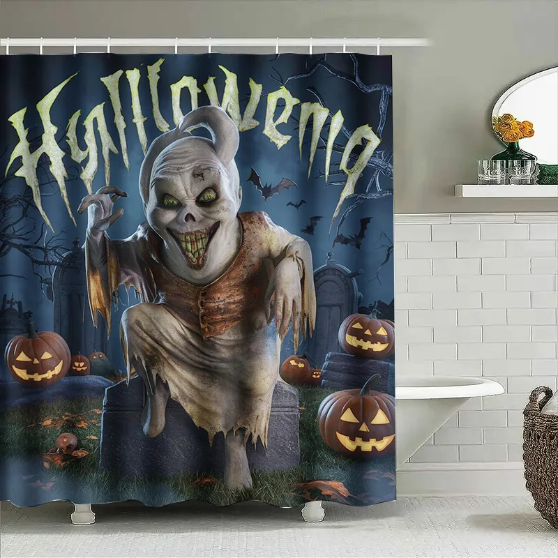 

Tuniu Creepy Zombie Halloween Shower Curtain Horror Scary Graphic Art Spooky Decoration for Bathroom