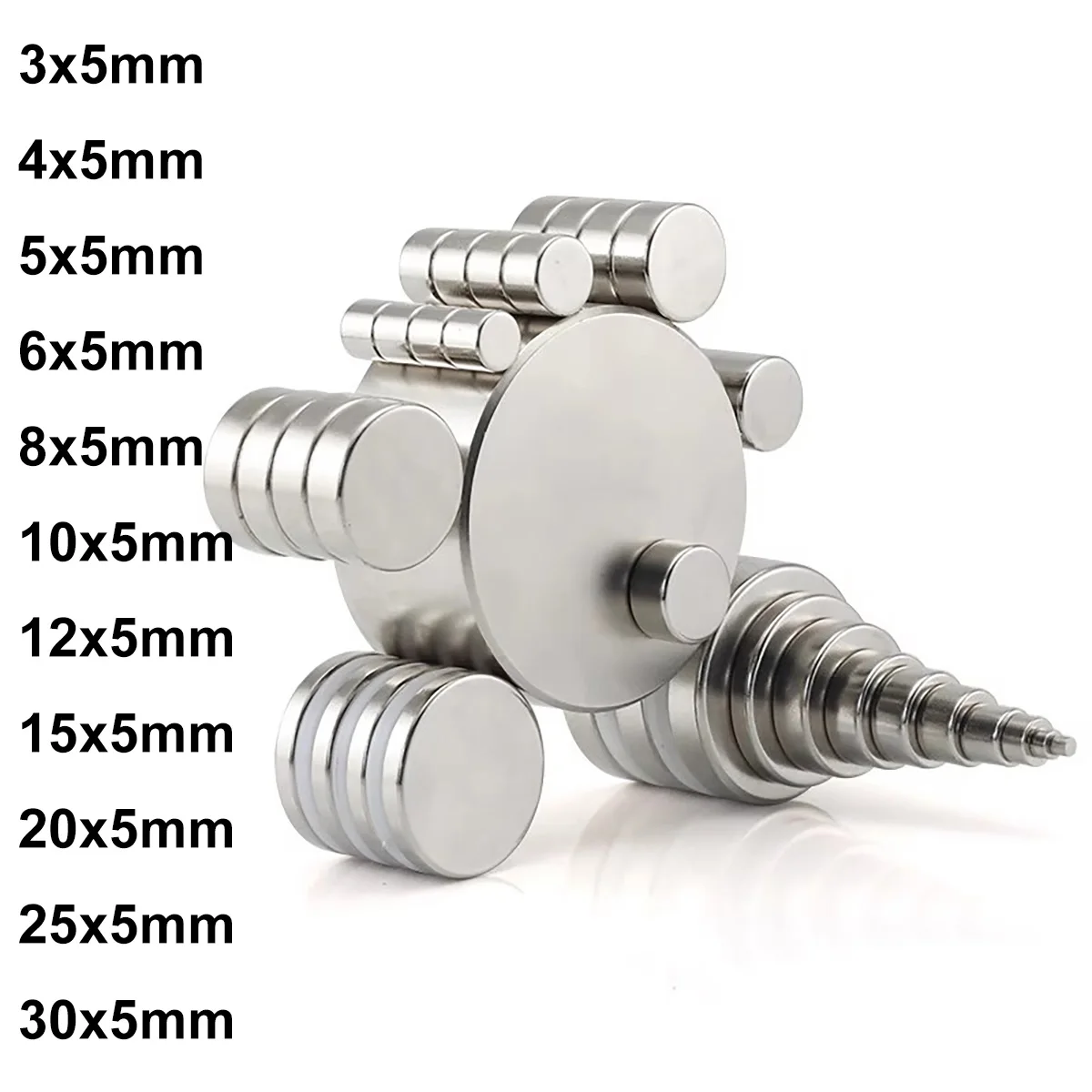 Round Magnet 5x5 6x5 8x5 10x5 12x5 15x5 20x5 25x5 30x5mm Neodymium N35 Permanent NdFeB Super Strong Powerful Magnetic imane Disc