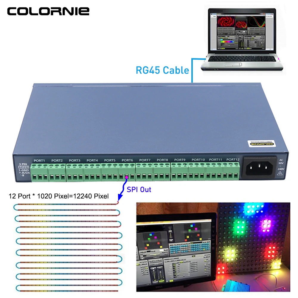 art net para spi controller para ws2811 ws2812 ws2812 dmx512 efeitos gravar sd reproducao offline novo curriculo madmapper m50 12240pixels 01