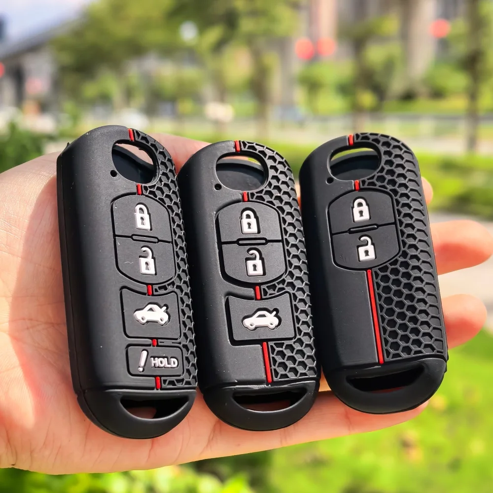 Soft Silicone Rubber Car Key Cover Case Fit for Mazda 2 3 5 6 8 Atenza CX5 CX-7 CX-9 MX-5 RX Smart 2/3/4 Buttons Key Case Shell view 3