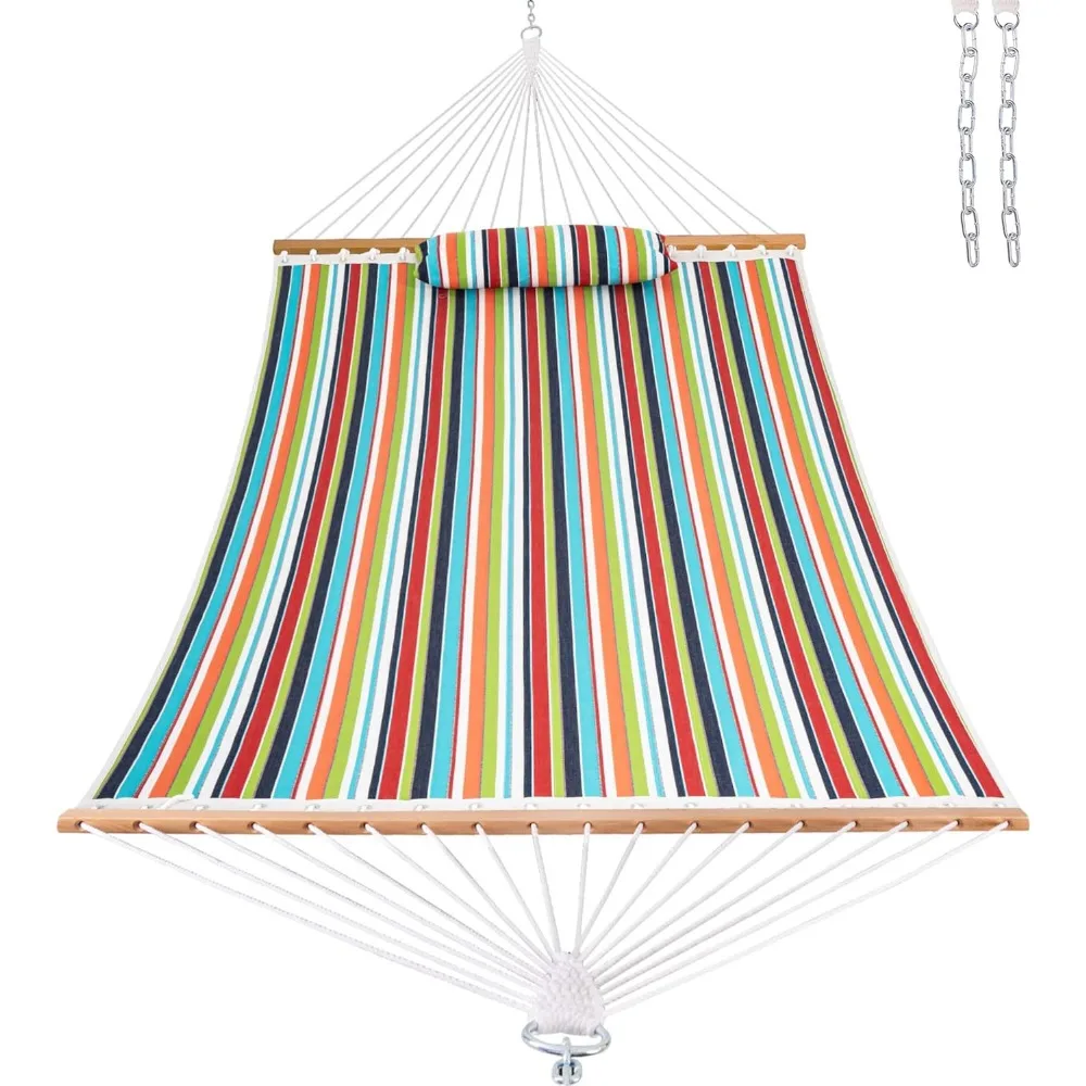 Lazy Daze 12 FT Sunbrella Quilted Hammock Double Hammock with Hardwood Spreader Bar, Two Person Hammock for Patio Outdoor Outsid
