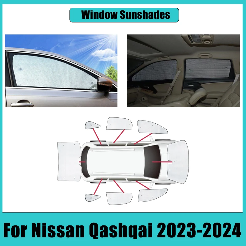 

For Nissan Qashqai J12 2023 2024 Car Full Coverage Sunshade Sunshine Sunscreen Window Windshield Anti-UV Cover Auto Accessories