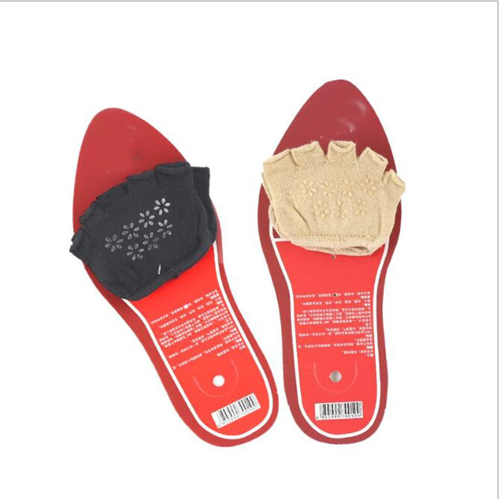 

1 Pair Breathable Half Heelless Five Toe Short Peep Toe Socks For Women High Heel Black Anti-Slip Blister Cushion Foot Care Pads