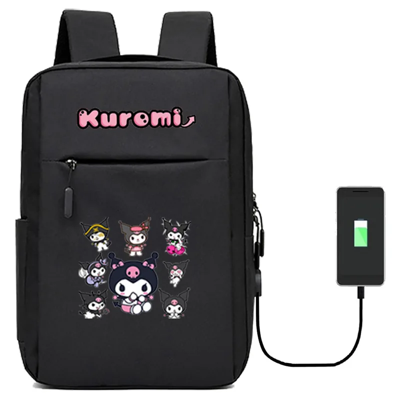 

Sanrio cartoon animation Kulomi schoolbag, kawaii printed USB cute, computer leisure outdoor travel large capacity backpack